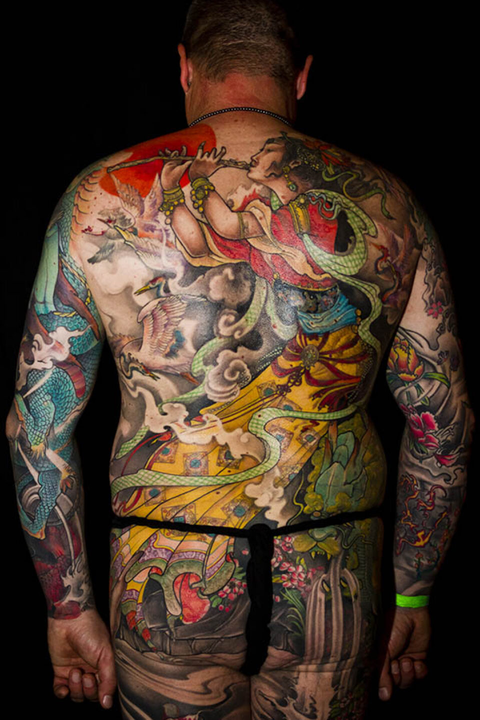 Man oriental-style back tattoo
