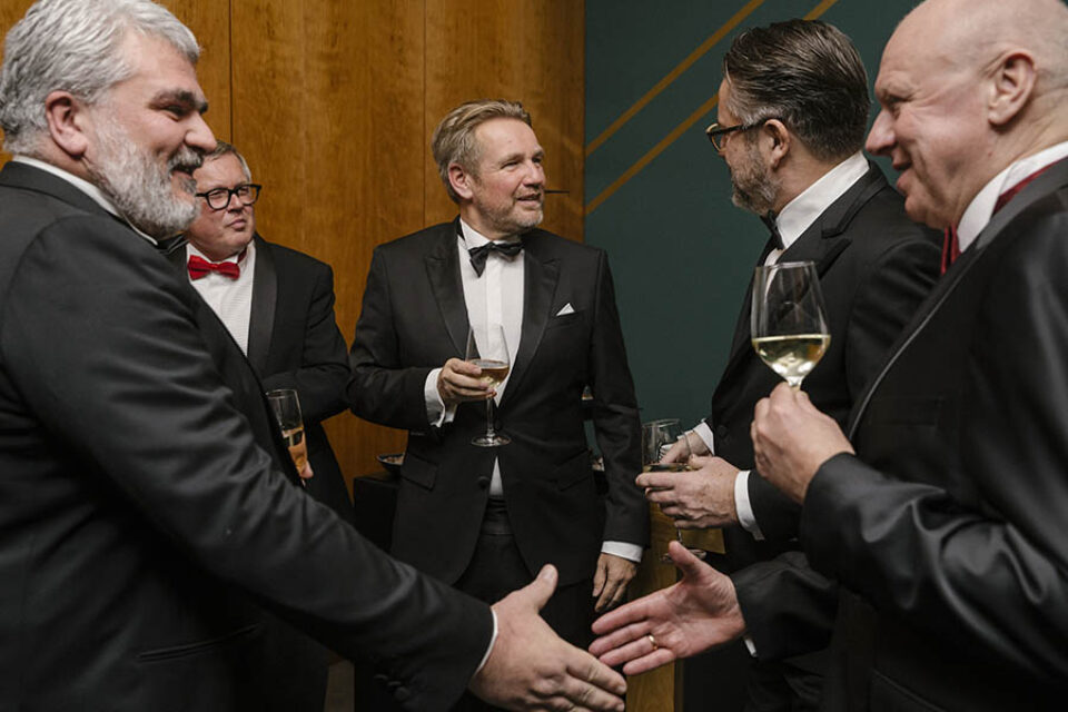 Businessmen at a networking event