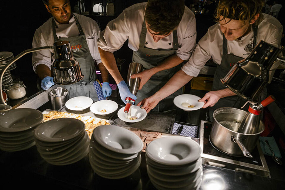 Chefs plate food