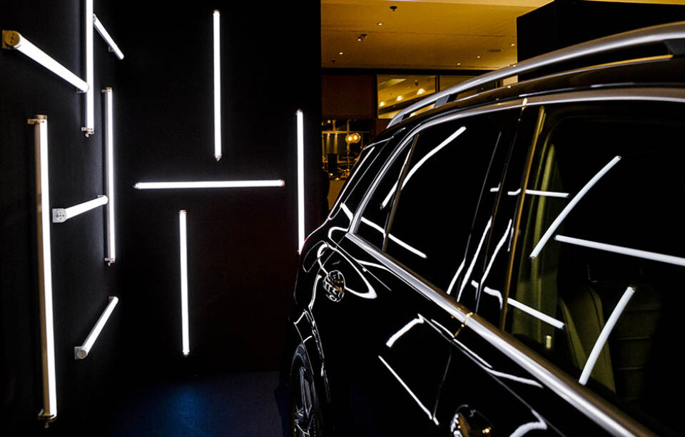 Car light display reflection