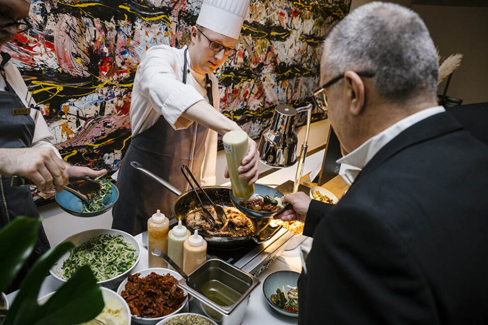 Chef dressing food