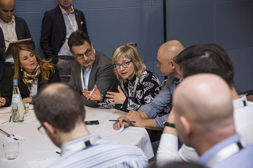 Group discussion at corporate event