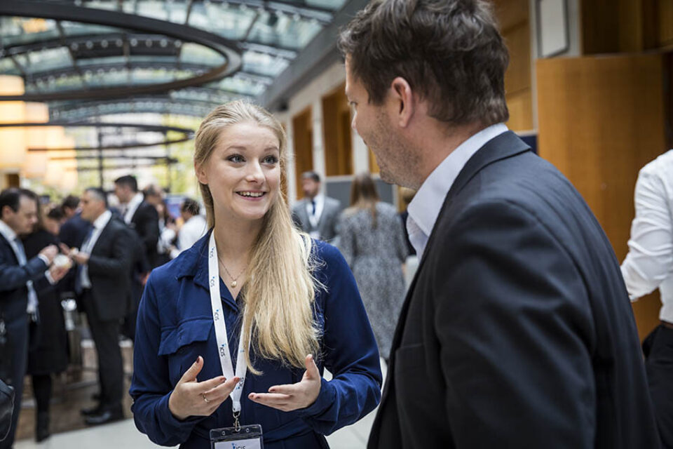 Delegates talking business at coporate event