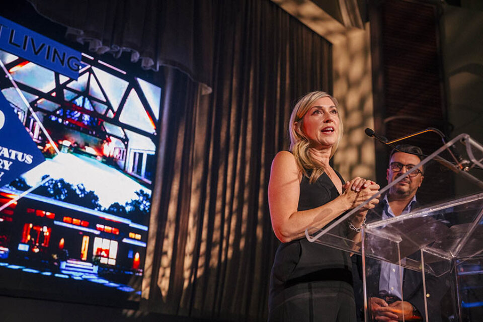 Event speaker onstage in Montreal