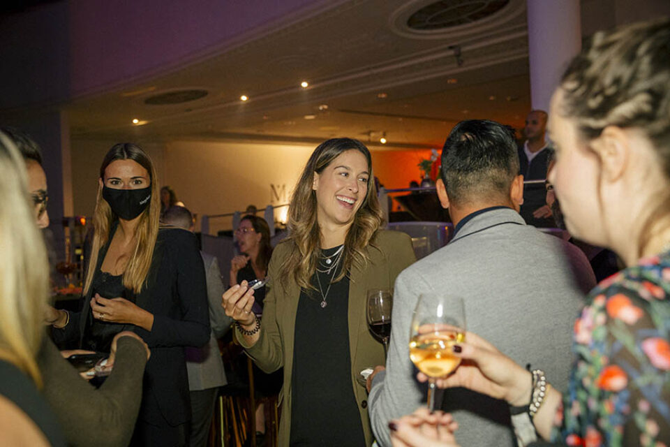 Montreal corporate event attendees share joke