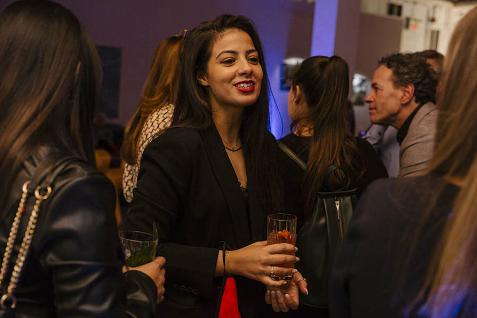 Woman at corporate event