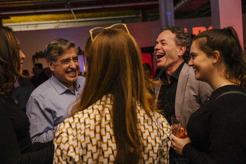 Montreal event photographer image of eventgoers laughing