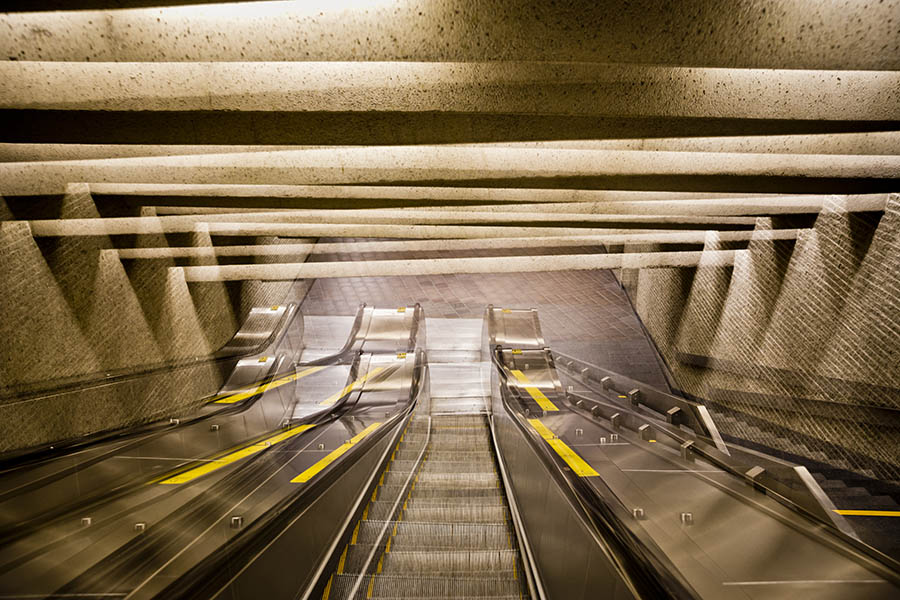 Montreal Metro escalators multiple exposure