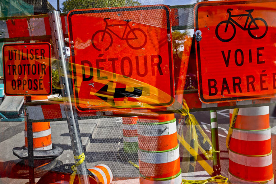 Montreal construction site multiple exposure