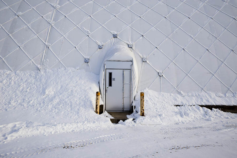 Door in white building