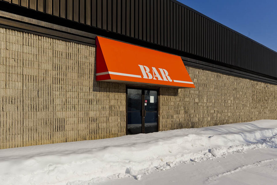 Bright orange bar awning