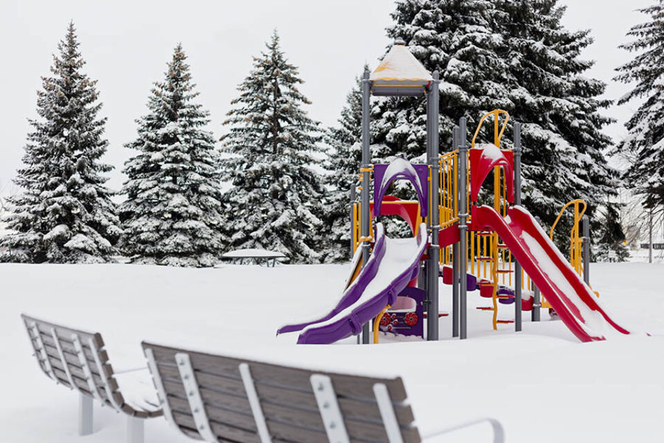 Snow-covered playground