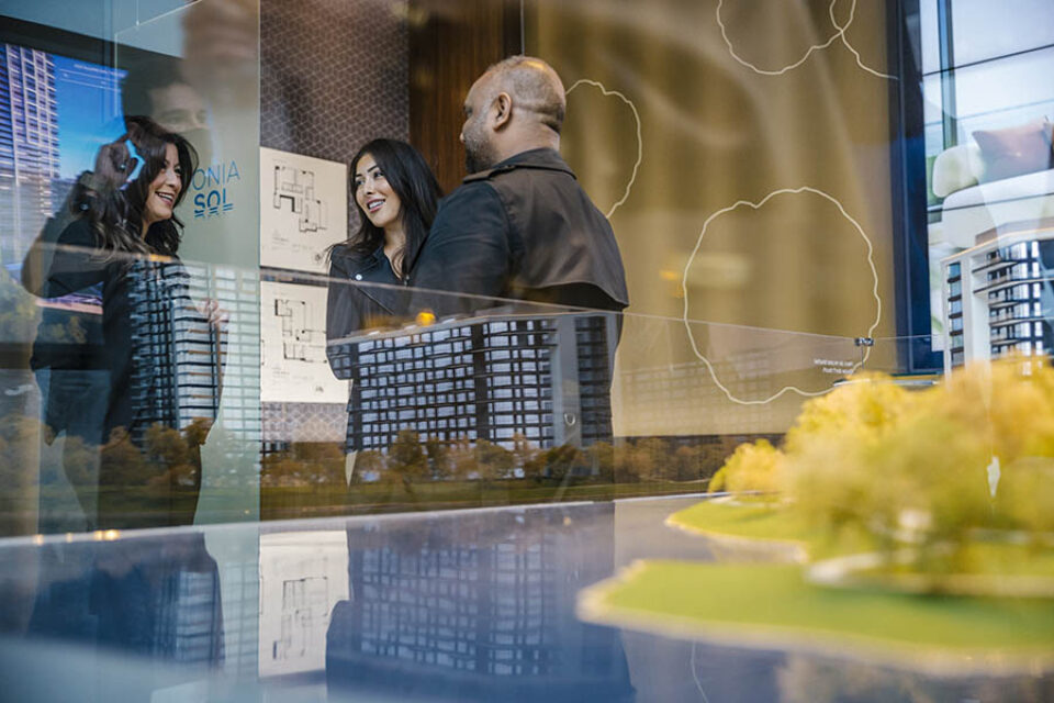 Real estate brokers network at event