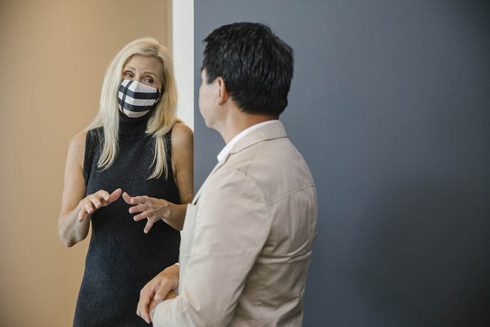 Real estate brokers talking