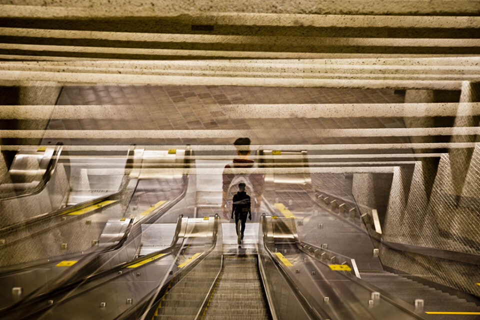 Montreal Metro escalators multiple exposure