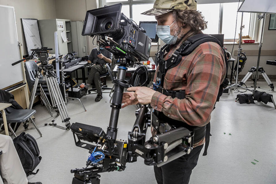 Balancing camera before filming