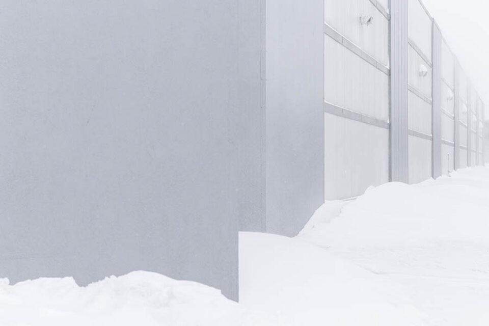Industrial building during winter