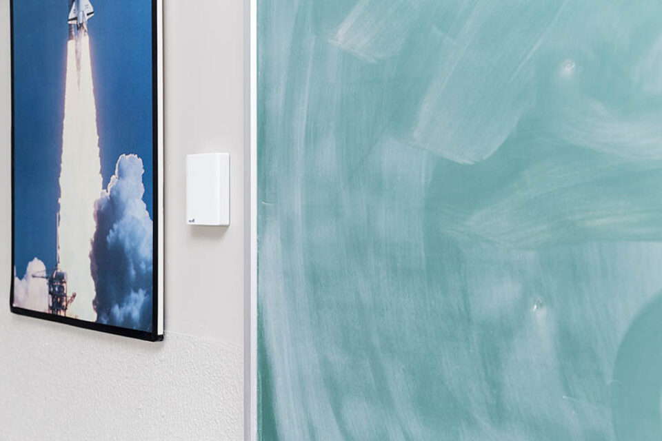 Belimo sensor on classroom wall