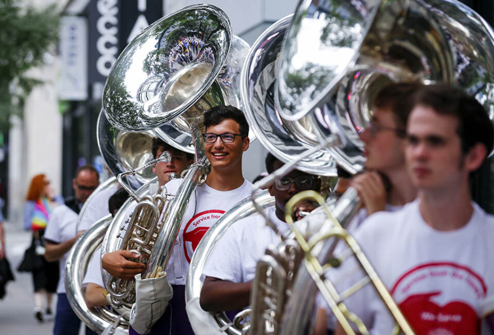Tuba players at Montreal street parade - Event photography in Montreal