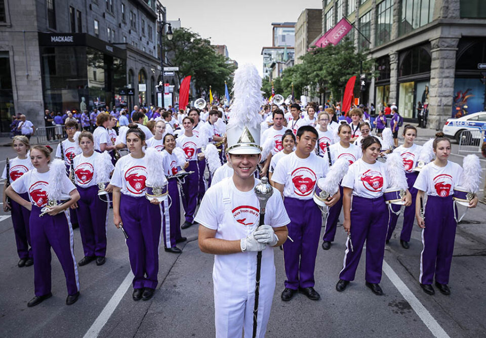 Marching band at Montreal street parade, shot by professional event photographer