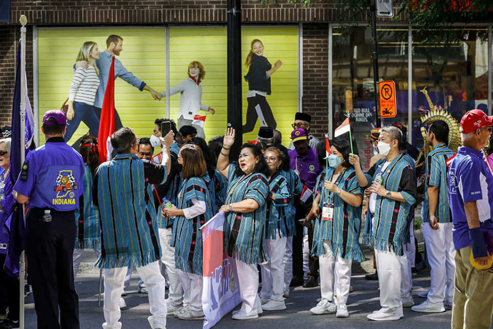 Delegates wait for Montreal street parade to begin, Montreal event photography