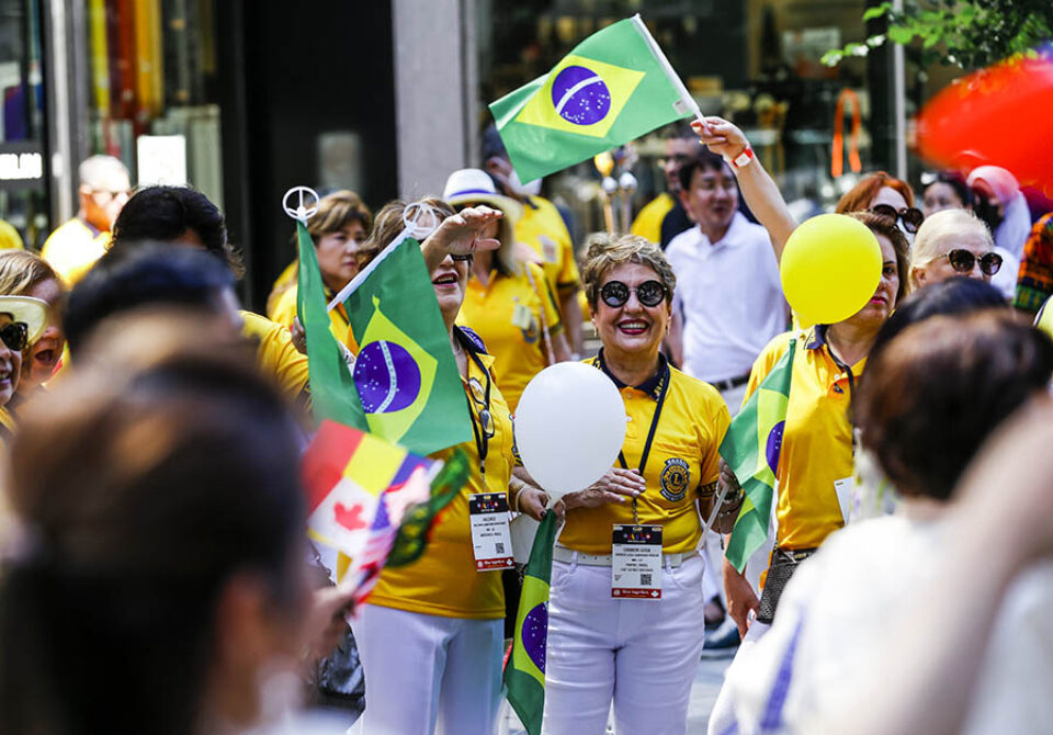 Montreal photographer image of Brazilian delegation at Montreal street parade