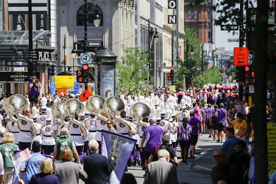 Marching band in city centre at Montreal street parade