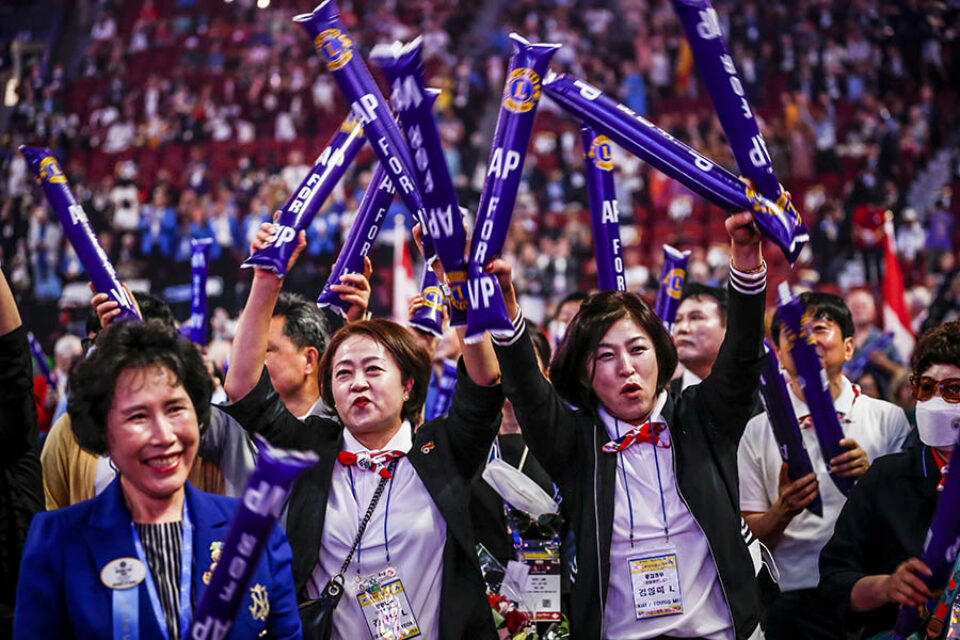 South Korean convention delegates cheering