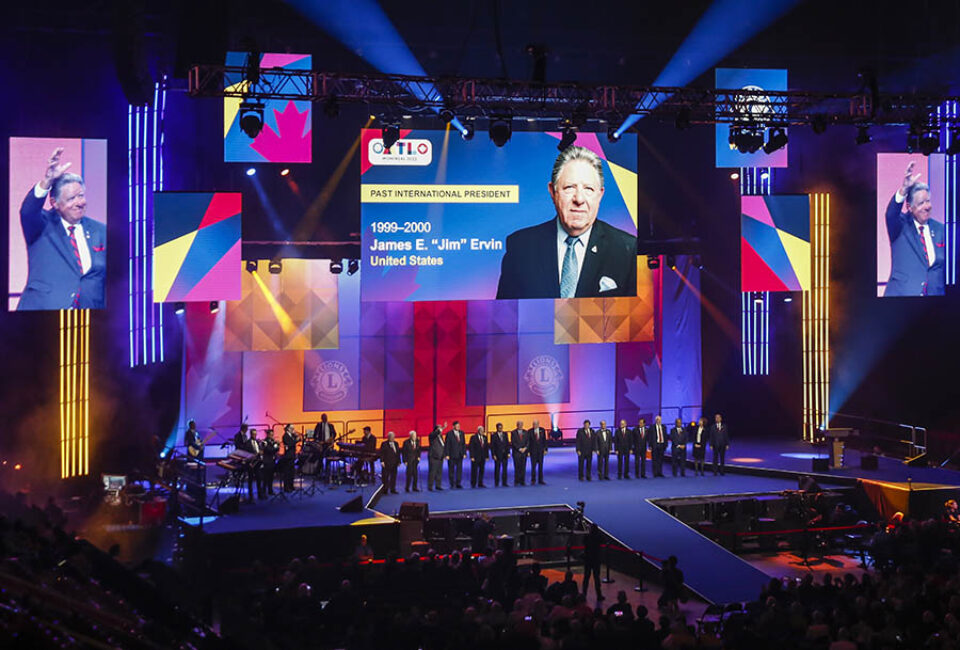 Lions Club past presidents onstage at Montreal convention