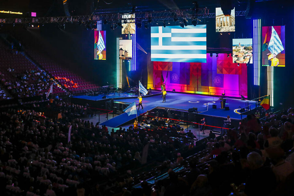 Greek flag displayed at Bell Centre in Montreal