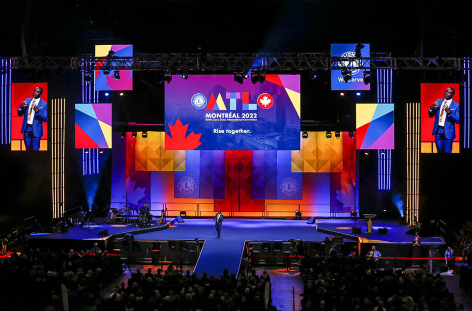 Michel Chikwanine onstage at Bell Centre, Montreal event photography