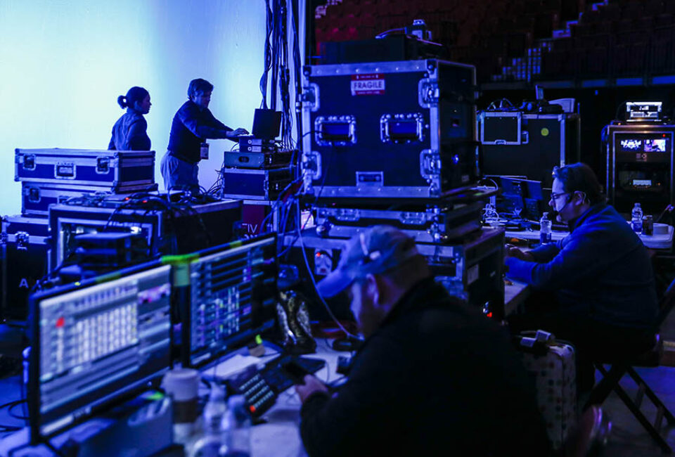 Audiovisual technicians working at a Montreal event