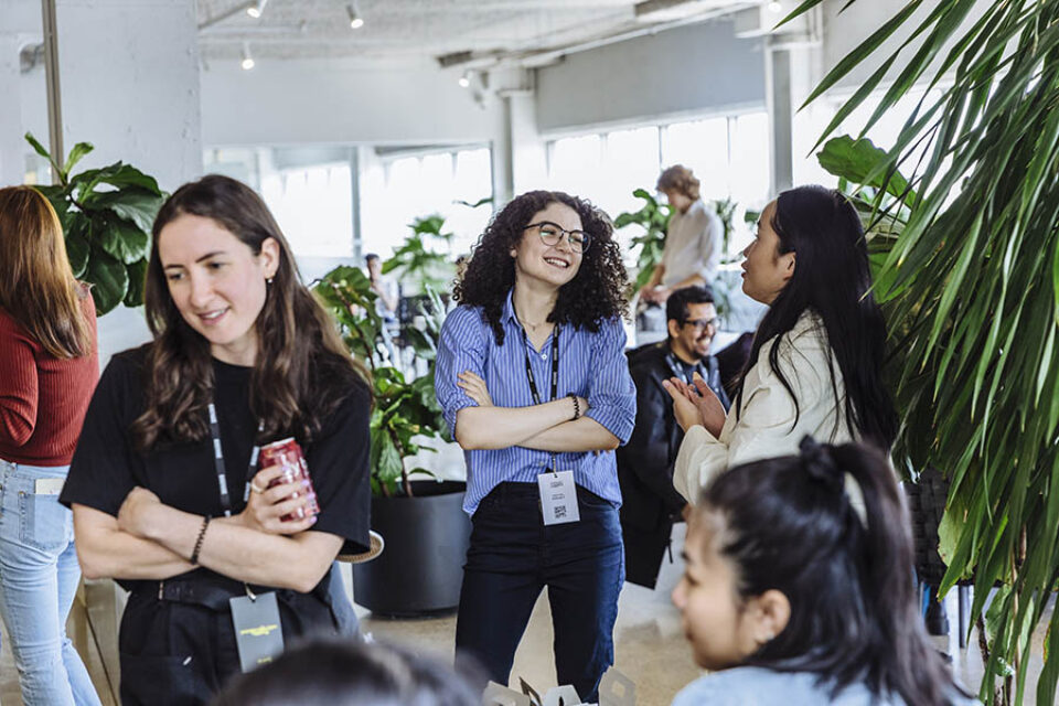 People socialising at Montreal tech event