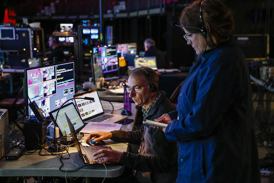Audiovisual technicians working at Montreal event