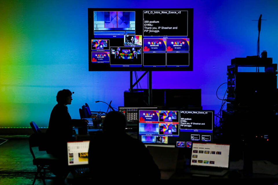 Audiovisual technician working during a Montreal convention