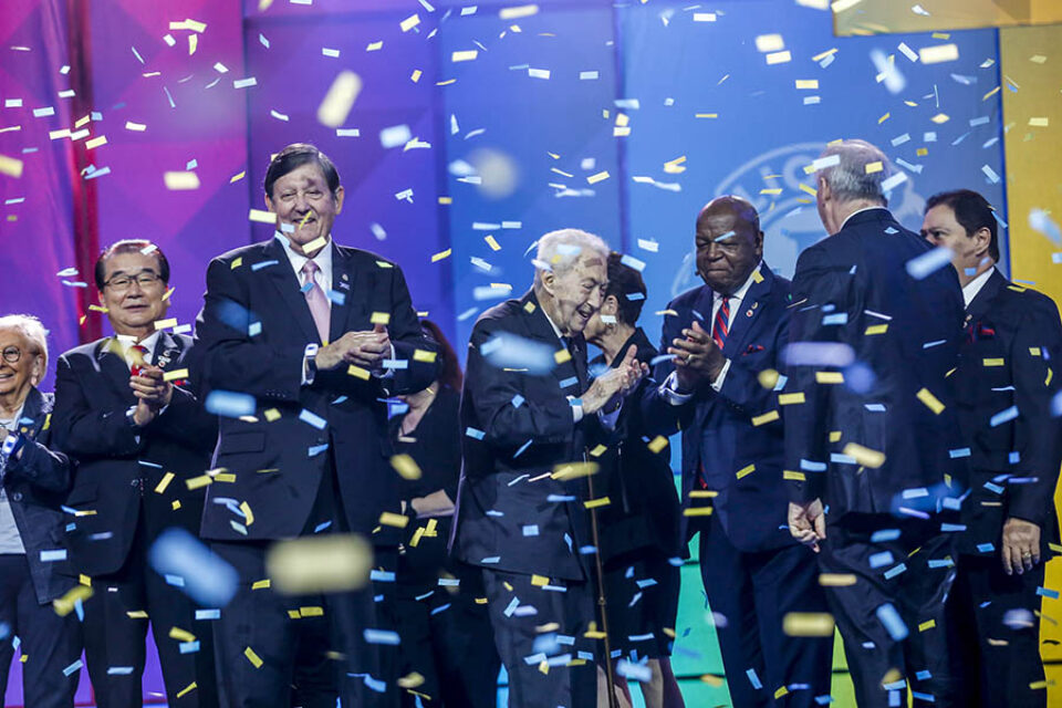Ticker tape celebration at end of Montreal convention
