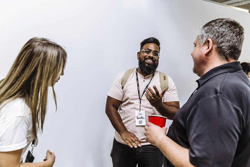 Attendees enjoying a Montreal tech event