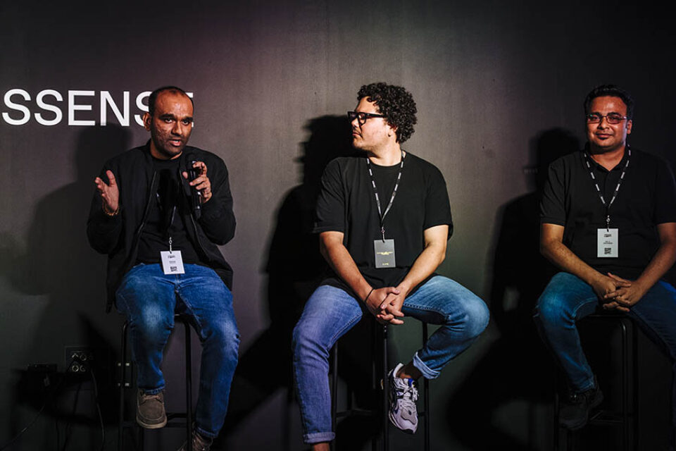 Panel discussion onstage at tech event in Montreal