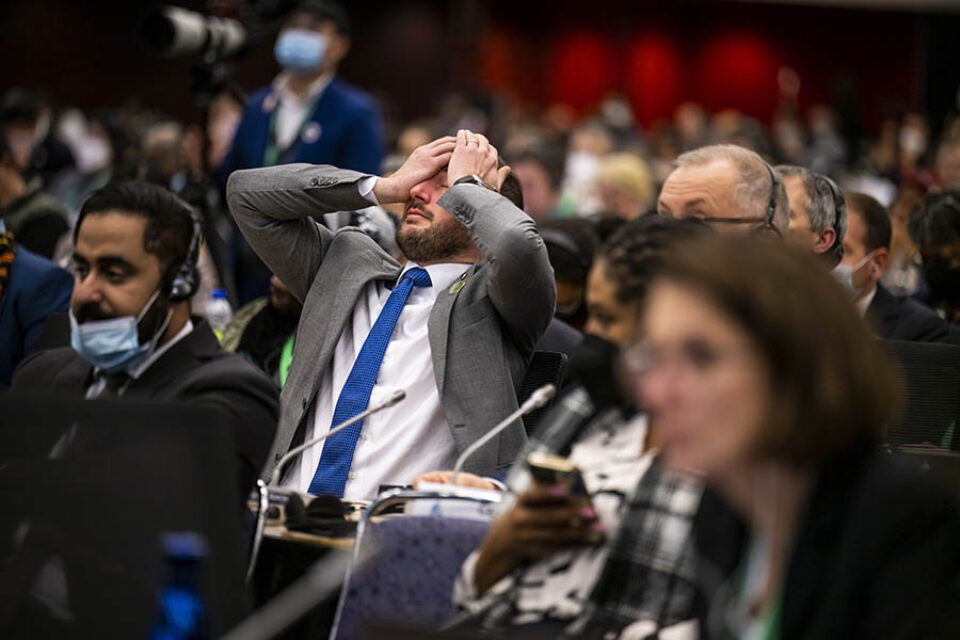 Tired delegate, COP15, Montreal event photography