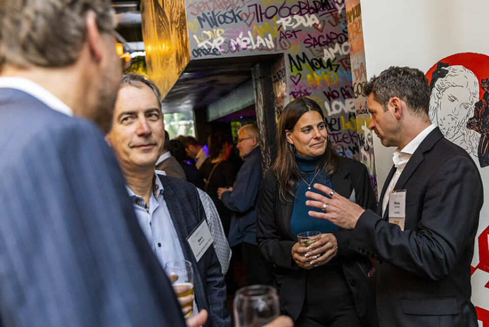Guests socialising at an event in Montreal