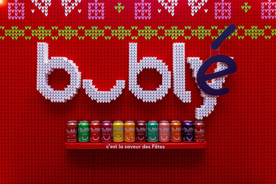 Bubly sparkling water flavours during an event in Montreal