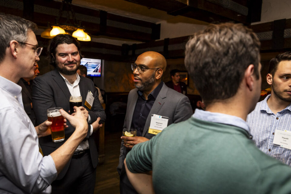 Corporate event delegates networking at a Montreal event