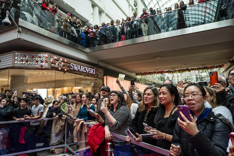 Michael Bublé fans at his event in the Toronto Eaton Centre