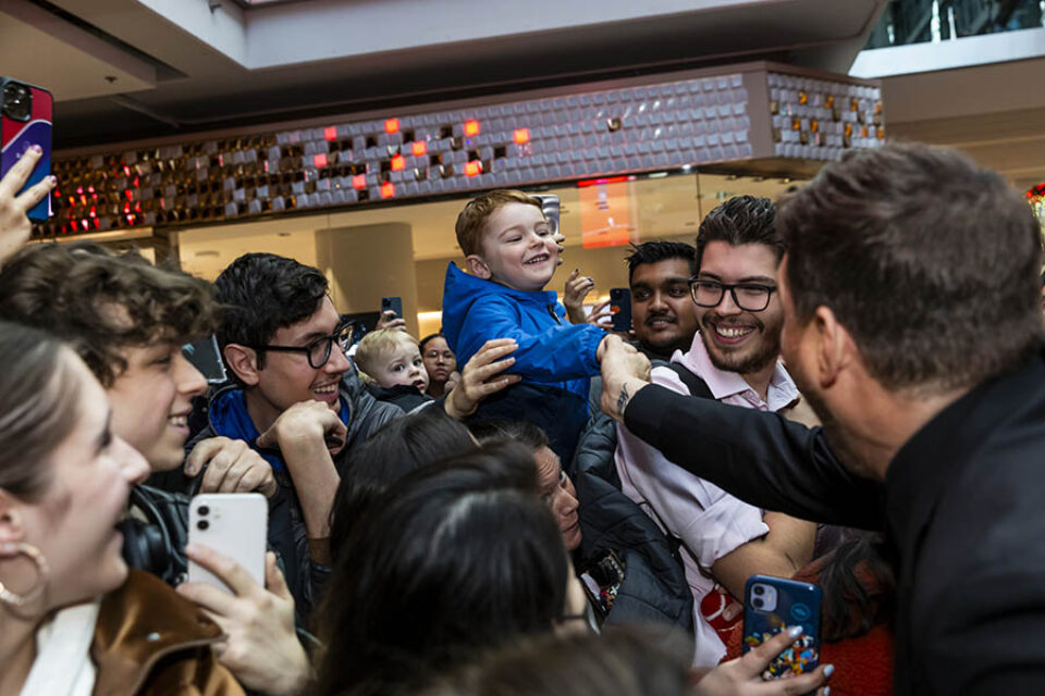Michael Bublé greets young boy in Toronto