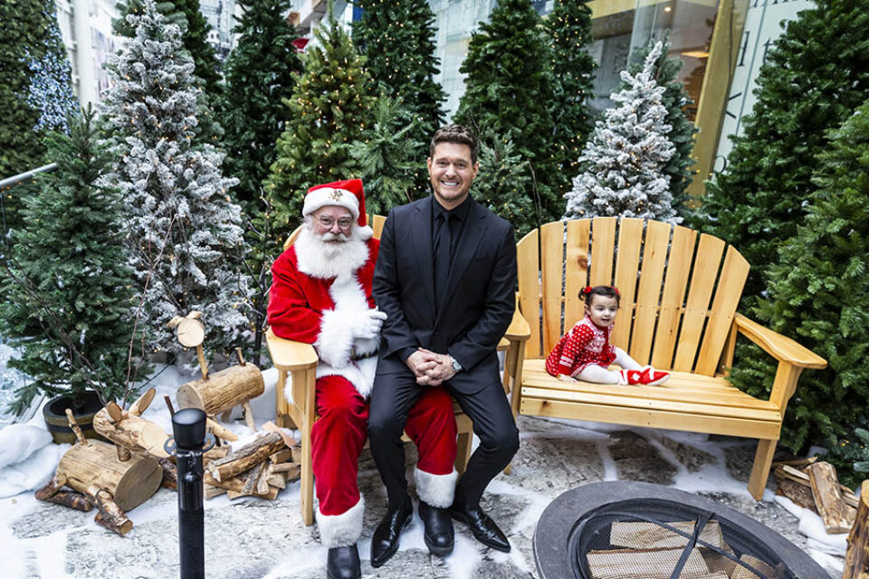 Toronto event photographer shot of Michael Bublé on Santa's lap