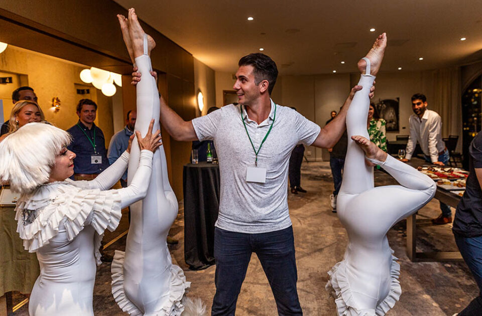Acrobats at networking event in Montreal