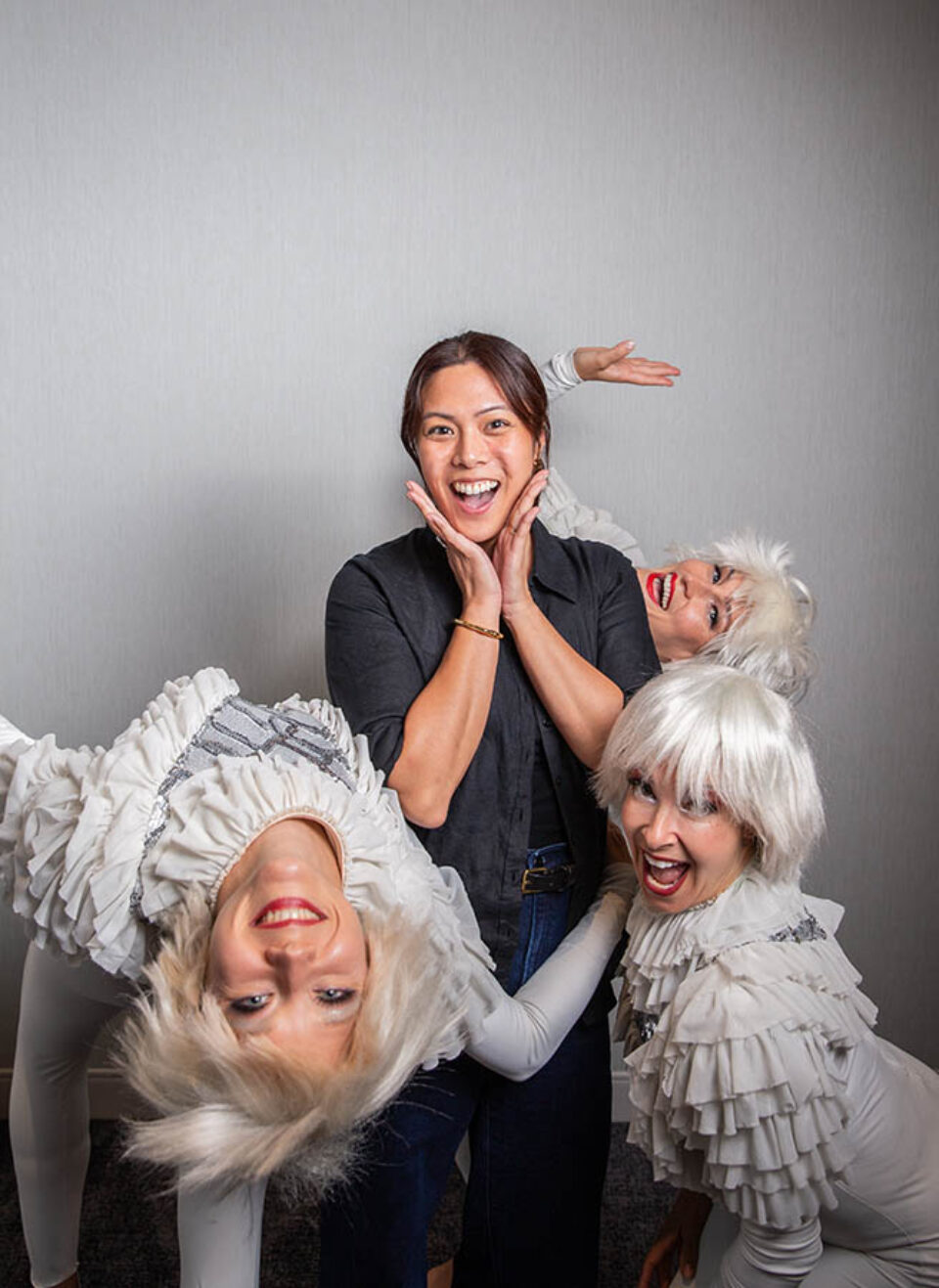 Acrobats photobomb Montreal event headshot session