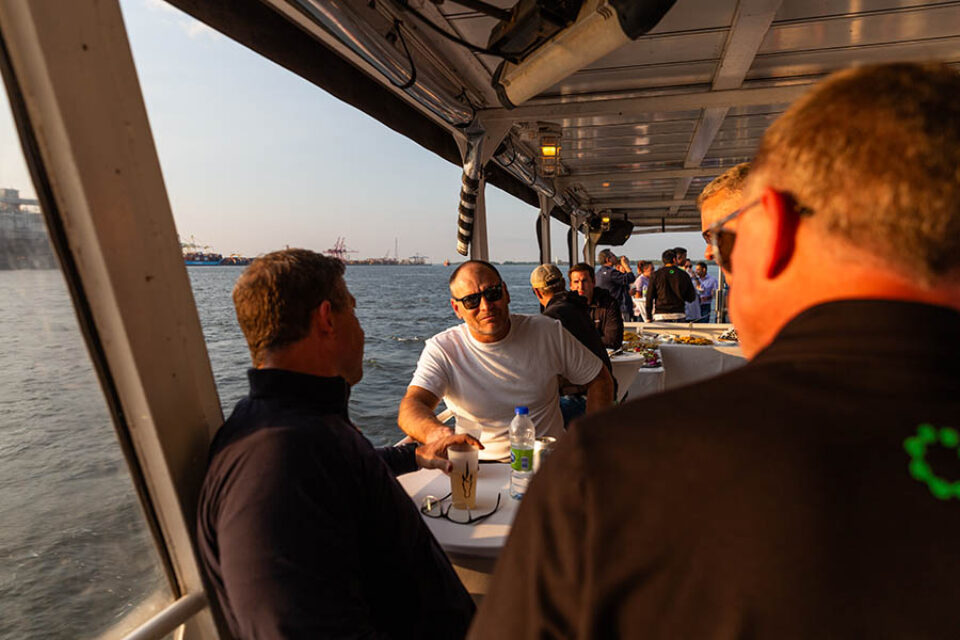 Event attendees on a boat, Montreal corporate event photography