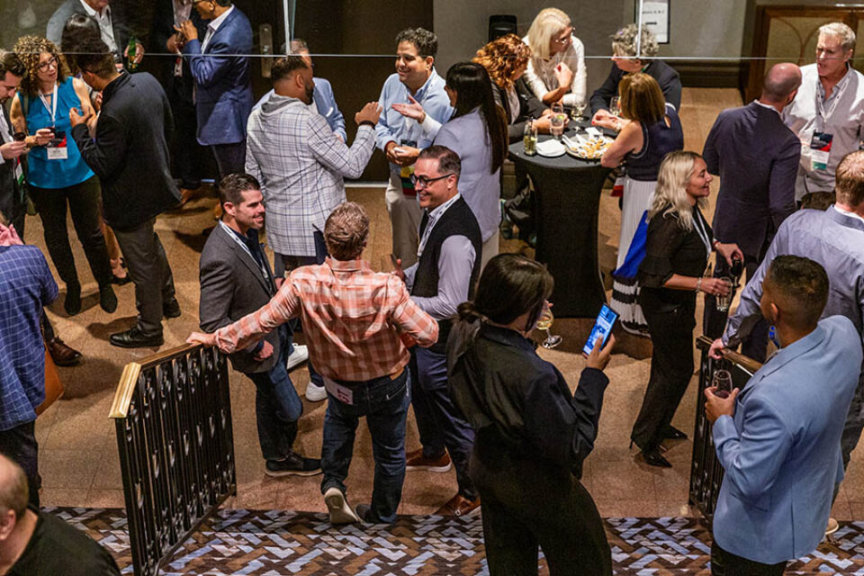 Socialising at a corporate event in Montreal