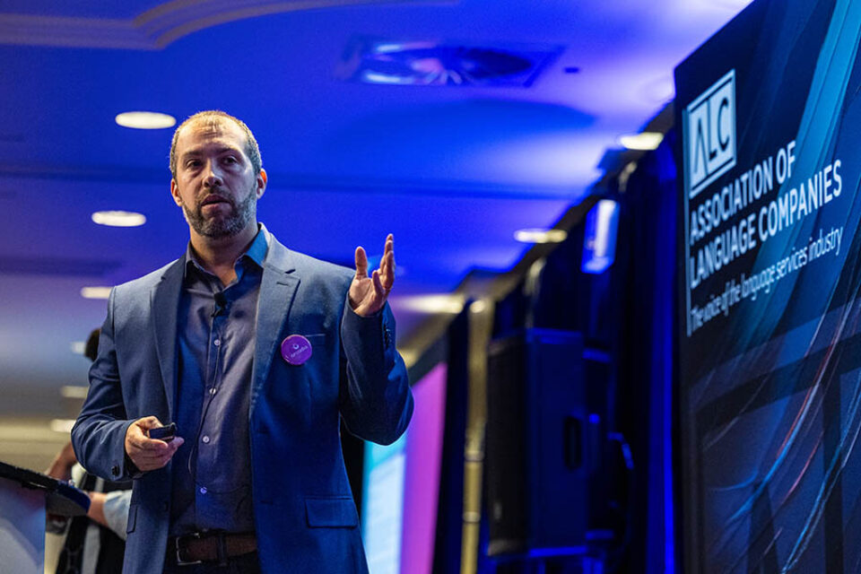 Montreal corporate event presenter onstage